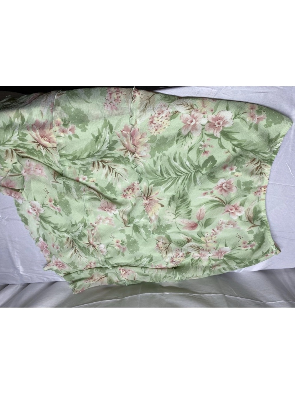 Alfred Dunner Mint Green Floral Bermuda Shorts with Pink Blossoms